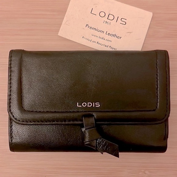 Brand New Lodis Genuine Leather Black Elia Medium Flap Wallet Compact RFID - Picture 8 of 16